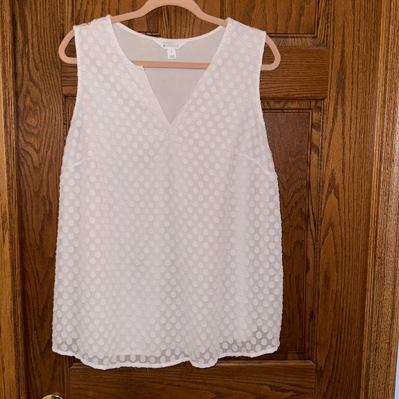Market & Spruce white sleeveless top. Polkadot Patterson front. Plain on back. - Picture 1 of 5